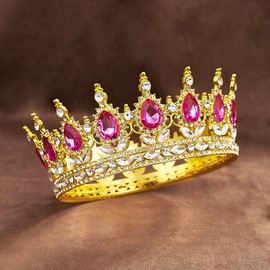 YOUlDIANZI Queen Crown Rhinestone Wedding Crowns and Tiaras for Women Costume Party Hair Accessories Princess Birthday Crown Crystal Bridal Crown (Golden Rose)