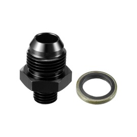 Hihaha Fuel Fitting with Washer/Inner Fuel Line Male Flare Adapter for Car/Durable Aluminum Alloy Metric M12x1.5 to 8AN Male Flare Adapter / 1 Set Black