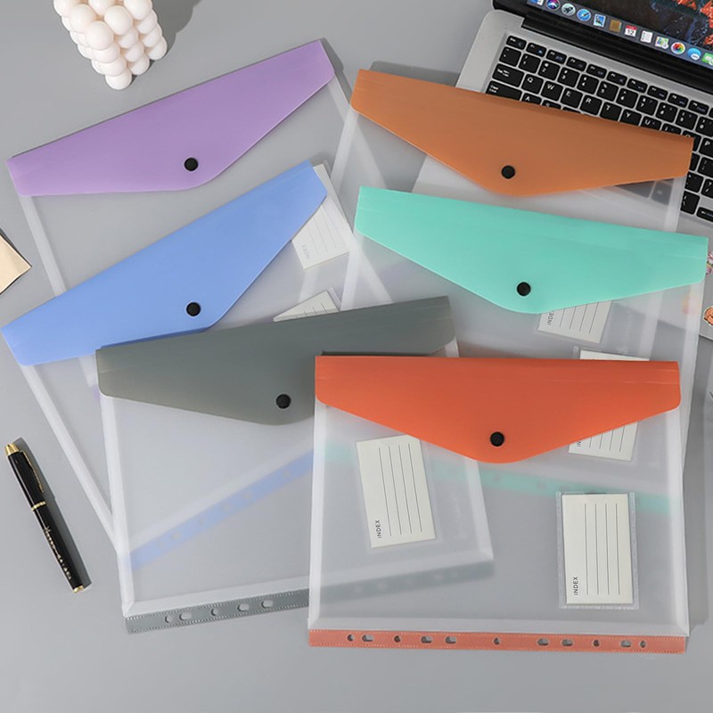 Plastic Wallets A4, 6 Pack Punched Pockets A4, Expandable Poly