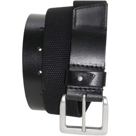 HC Men's Premium Leather Belt with Fabric Insert - black