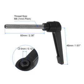 QUARKZMAN 2 Pcs Clamping Lever Handles M6 x 60mm Threaded Screw Made of 304 Stainless Steel Adjustable Handles with Quick Release Ratchet Knob, Black