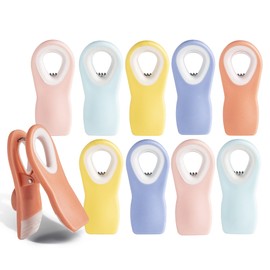 COOK WITH COLOR Bag Clips with Magnet- Food Clips, Chip Clips, Bag Clips for Food Storage with Airtight Seal Grip for Bread Bags, Snack Bags and Food Bags (Bright Colors, Pack of 10)