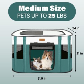 Dog Playpen - Foldable Cat Play Pens for Pubby,Kitten, Rabbit,Portable Pet Tent with Carring Bag for Indoor/Outdoor Travel Camping (Blue-Medium)