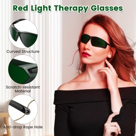 Lanieney Red Light Therapy Goggles, Protective Laser Safety Glassses, Eyes Protection NIR Goggles for Red Light Therapy from 200-2000nm, Dark Green
