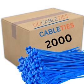 Gocableties Blue Cable Ties, 200mm x 4.8mm, Bulk Pack of 2000, 8” Premium Nylon Zip Ties, Multi-Purpose Plastic Tie Wraps, Secure Self-Locking Mechanism, for Home, Garden, Office and DIY