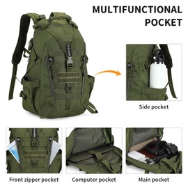 HUNTVP Military Backpack 30L Hiking Backpack Men's German Army Backpack 30L Tactical Backpack Waterproof Molle Daypack for Travel Outdoor Camping Hiking