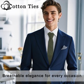 Rzmtaol Cotton Ties for Men Solid Color Skinny Tie Mens Necktie for Wedding Graduation Formal Dinner