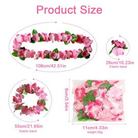 QEDBOJE Hawaii Flower Necklace Set Necklace, Headband & Bracelets for Party, Cheerleading, Birthday & Carnival