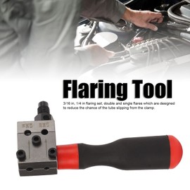 Flaring Tool, 3/16 in 1/4 in Single Double Flaring Tool Kit, Metal Universal Automotive Brake Line Flare Tool Kit for Copper Pipe Flaring with Hex Wrench and Storage Box, No Damage