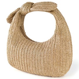 Knotted Straw Clutch Purse for Women Woven Bow Summer Beach Bag Tote Bags Dumpling Evening Clutch Handbags for Summer Formal Wedding Party