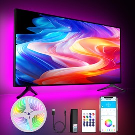 VOLIVO LED Lights for TV, 16.4FT Led Backlight for 45-85 inch TVs, Bluetooth RGB LED Lights Behind TV with Remote, USB Powered, Color Changing, Music Sync, for Gaming Room,TV Behind,Desk,Under Table