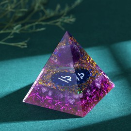 XIANNVXI Libra Pyramid Amethyst Stone Crystals Gemstones Large Pyramids Zodiac Sign Esoteric Spiritual Astrology Gifts 12 Constellation - Libra