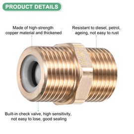 M METERXITY 1-Pack Brass Check Valve, 1/2" Male to 1/2" Male Thread One Way Non-Return Backflow Preventer Valve for Water Tower/Water Heater/Oil/Fuel/Toilets [Gold Tone]