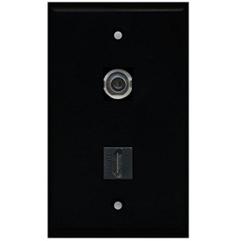 RiteAV - 1 3.5mm Audio/Headphone Jack and 1 HDMI Port Wall Plate - Black - Bracket Included