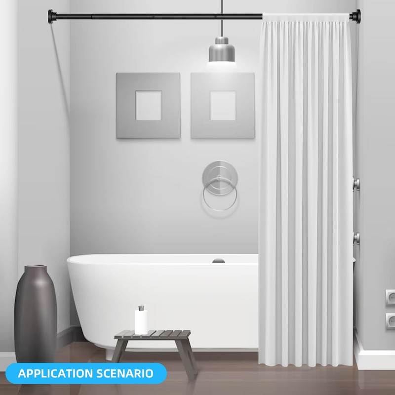 AIZESI Spring Tension Curtain Rod 29-63 Inch Black Stainless Steel