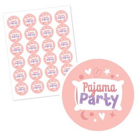 Big Dot of Happiness Pajama Slumber Party - Girls Sleepover Birthday Party Circle Sticker Labels - 24 Count