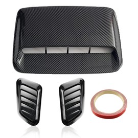 Car Hood Air Flow Vent Decorative Kit Modification Hood Scoop with Side Vents 3pcs (Carbon pattern)
