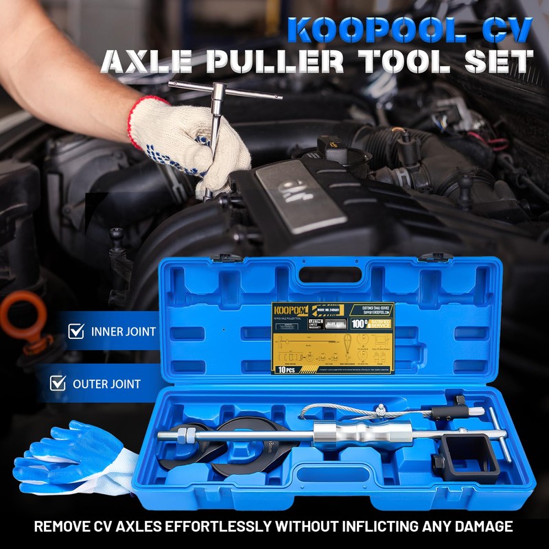 KOOPOOL 10-Piece Heavy Duty CV Axle Puller Tool Set: Slide