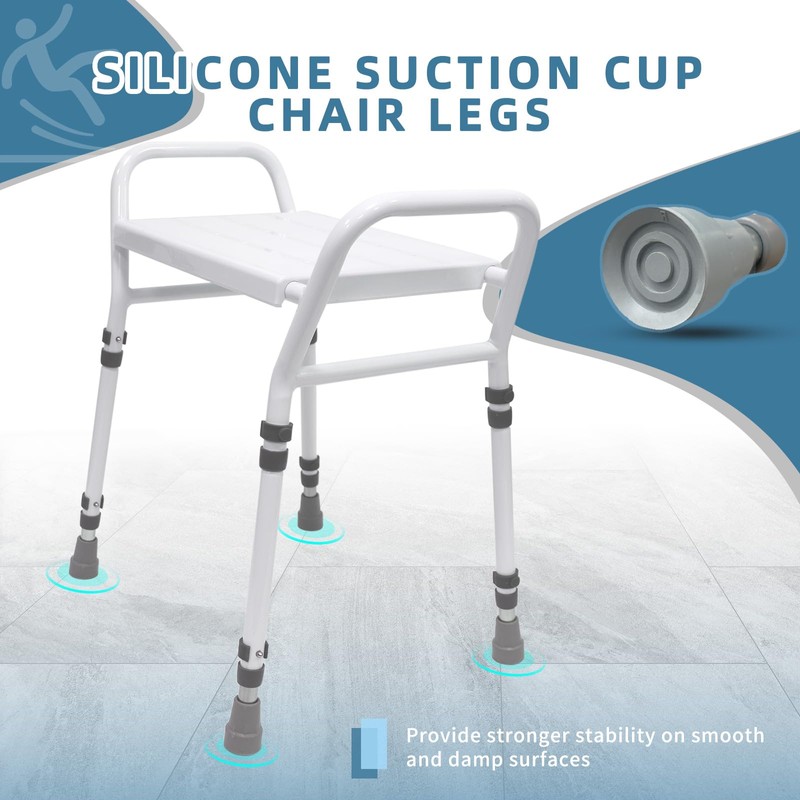 Shower Chair Seat with Arm for Inside Shower - Adjustable