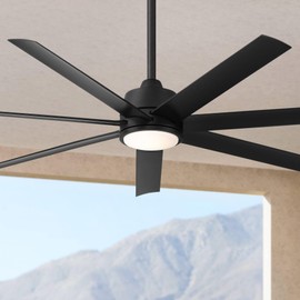 Casa Vieja 56" Phoenix Modern Indoor Ceiling Fan with CCT LED Light and 6-Speed Remote Max Black Finish 7-Blade for Bedroom Living Room Kitchen Dining Office Family Garage Shop