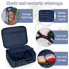 GMAK Crochet Kit for Beginners Adults Kids, 59 PCS Crocheting Sets Include Yarn, Hooks and Tools, Portable Crochet Starter Kit for Making Variety Projects Crocheting Supplies, Navy Plume