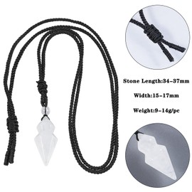 mookaitedecor Natural White Clear Quartz Crystal Necklace for Women Men Crystal Point Pendant Necklace, Faceted Double Point Semi Precious Stone Necklace Chakra Reiki Healing Crystal Jewellery Gift