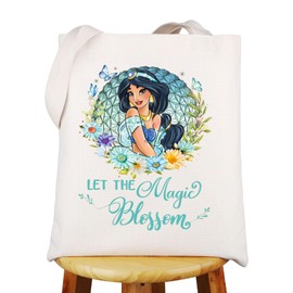 WZMPA Princess Jasmine Canvas Tote Bag Jasmine Fans Gift Let The Magic Blossom Jasmine Shoppping Grocery Bag Jasmine Merch, Blossom Jasmine Tg, Large