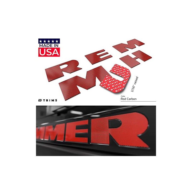 BDTrims Bumper Raised Letters fits Hummer H2 Models (Red Carbon)