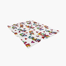 Britto Luxe Blanket & Throw - Colorful Artwork Pattern, 60x80in - Durable Fleece Queen Size Throw Blanket for Home Decor, Bedding, and Couch - Live Laugh Love Design