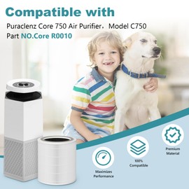 Harebery 2 Pack R0010 Filter Replacement | Compatible with Puraclenz Core 750 Purifier | 3-Stage Filtration