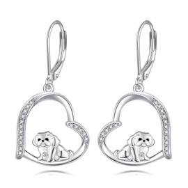 DAYLINLOVE Shih Tzu Ohrringe 925 Sterling Silber Shih Tzu Dangle Drop Ohrringe Shih Tzu Schmuck Geschenke für Frauen Mädchen Shih Tzu Liebhaber