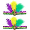 Zhzrche 2Pcs Mardi Gras Feather Headband for New Orleans Masquerade