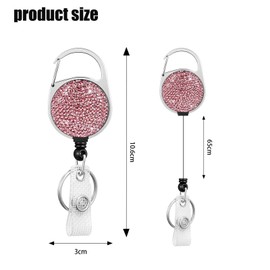 XUTONG 2PCS Retractable Badge Reel Carabiner Badge Holder with Bling Rhinestones Crystal,Badge Holders for ID Card Keychain (2pcs Pink and Purple)
