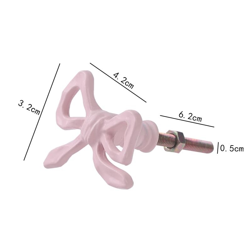 LBFEEL Lovely Pink Bow Knots Cabinet Knob Pulls Handles Dresser