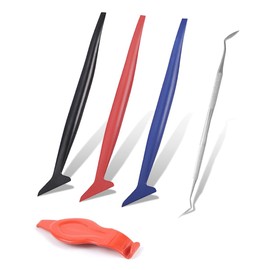 KITUREK Car Wrapping Vinyl Tool Kit, 5 in 1 Flexible Micro Squeegee Set, Corner Squeegee Curves Slot Tools with 3 Different Hardness, for Auto Stickers, Vinyl Wraps Application (5PCS)