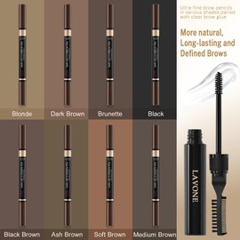 Microblading Eyebrow Pen Kit - Waterproof Brow Makeup Set with Eyebrow Pencil, Eyebrow Gel Clear, Eyeliner, Dual-ended Eyebrow Brush, Natural Looking Brows with Long-Lasting All-Day Hold - Dark Coffee