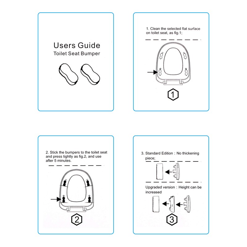 Bidet Bumper, 4PCS Height-increasing Pads, Universal Seat Bumper Kit with
