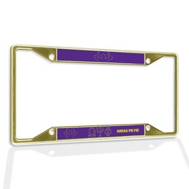 Fastasticdeals Metal Insert License Plate Frame Omega Psi Phi Weatherproof Car Accessories Gold 4 Holes Solid Insert