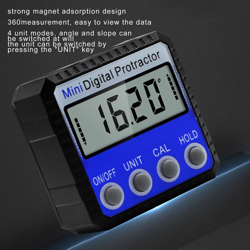 Digital Inclinometer Magnetic 360° 4 Units Portable Digital Angle Gauge