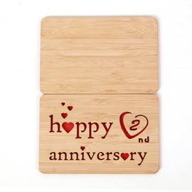 Della Stella Wooden 2nd Anniversary Card,Handmade 2 Years Wedding Anniversary Greeting Cards,2nd Cotton anniversary card for Her,Him,Husband,Wife
