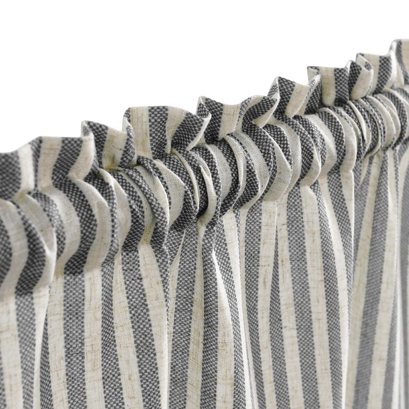TOPICK Striped Panel Curtains, Linen Curtains with Stripes, Kitchen Curtain,