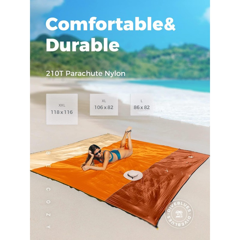 OCOOPA Beach Blanket, Sand-Free, Super Large, 220 x 210 cm,