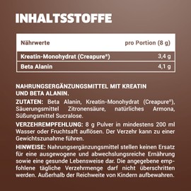 BODY IP Perfect Strong Creatine and Beta Alanine Powder, High-Quality Creapure® Creatine Monohydrate for Muscle Building, Light Citrus Flavour, 480 g, 60 Servings, 100% Vegan, Made in Germany