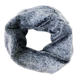 stylesilove Women Ultra Soft and Warm Striped Faux Fur Infinity Scarf (Black)