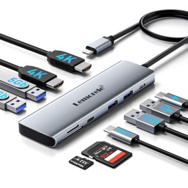 USB Docking Station 2 hdmi 3 Screens Extended USB C Hub Dual HDMI Output Type C Dock 10-in-1 4K HDM i 2 Ports Extended Ripple Display Type-C PD100W Fast Charging & USB-C 3.0 Data Transmission / USB 3.0 x 3 & USB 2.0 SD & TF Card Reader Compatible MacBook Pro / Air etc Aluminum Alloy Housing (Gray)