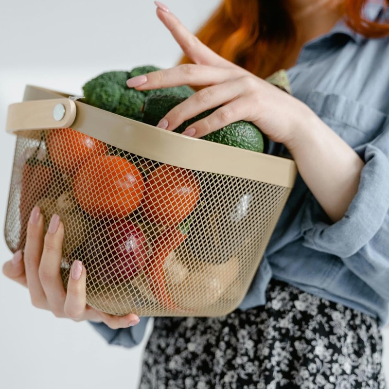 Ymeibe Mesh Steel Storage Organizer Basket Fruit Basket Bin with