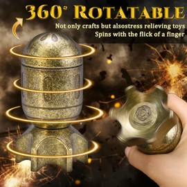 ZHOORQI DND Dice Set with Spinning Missile Dice Container, Polyhedral Metal Dice Cyberpunk Bullet Dice for Warhammer 40K, RPG, D&D Gifts (PD Retro Bronze