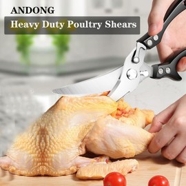 ANDONG Kitchen Scissors Heavy Duty Kitchen Shears, Poultry Scissors Professional,Kitchen Utensils,Cooking Scissors, Kitchen Gadgets,Black