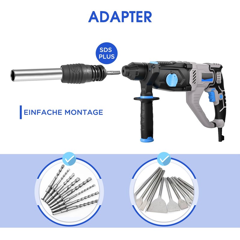 FIFIBANG SDS PLUS to SDS MAX Adapter for Hammer Drill