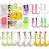 Fishing Jig Head Hooks Soft Grub Plastic Lures Bait, 17pcs